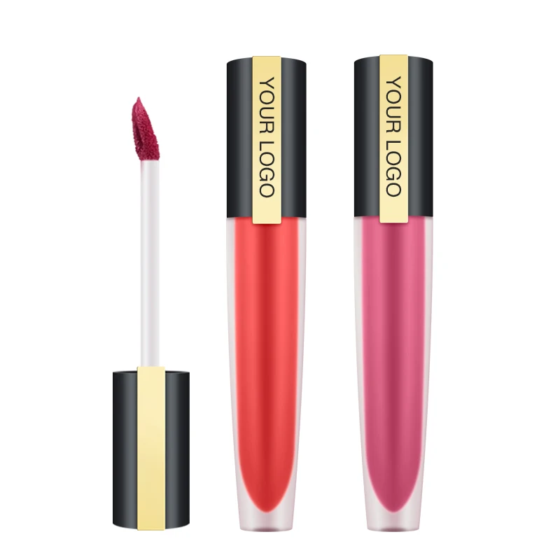 

Cruelty Free Customized matte lipstick Long lasting liquid private label logo lip gloss, Pink