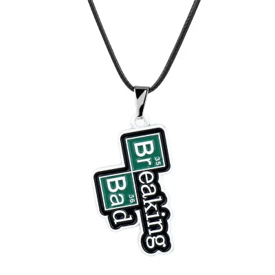 

Fashion TV Jewelry Breaking Bad Necklace Vintage Chemical Symbol Br Ba Metal Pendant Rope Chain Choker Necklaces Charm