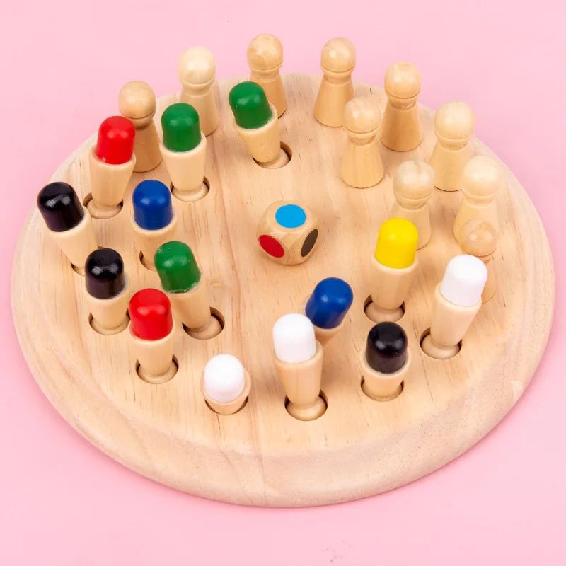 

2021 hot educational child montessori board wooden memory match chess game for kids