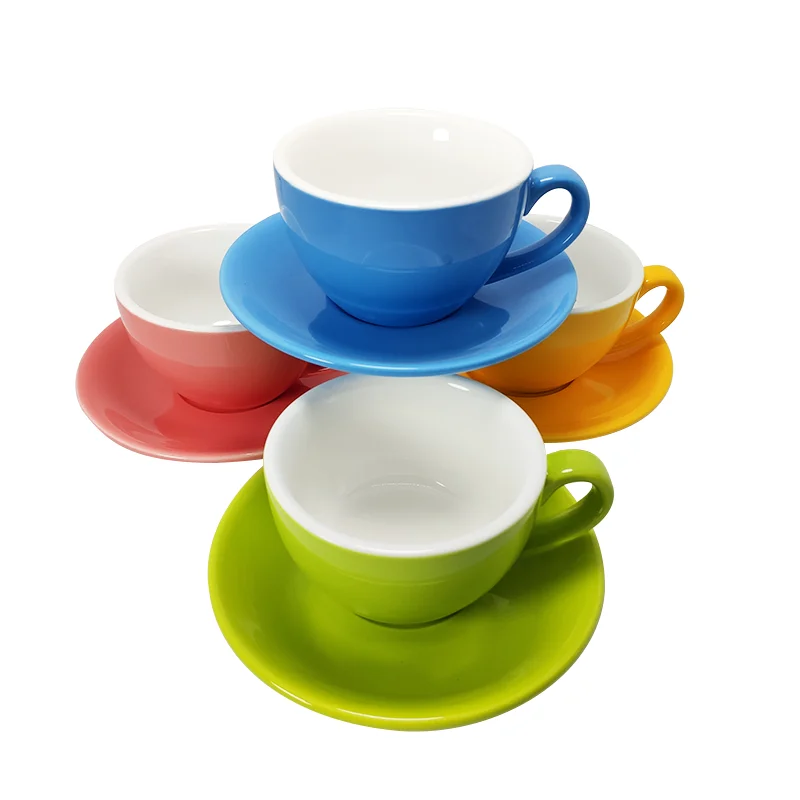 

Luxury Color Glazed Ceramic Stoneware Cappuccino Coffee Tea Cups And Saucers Sets Porcelain Coffee Cup, Multiple