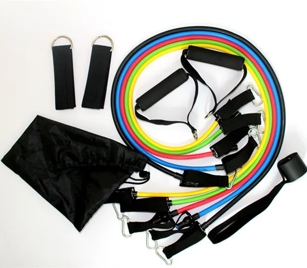 

Home Fitness Exercise Resistance Bands 11PC Set Resistance Bands Exercise Elastic Pull Ropes for Indoor Strength, Yellow,green,red,blue,black