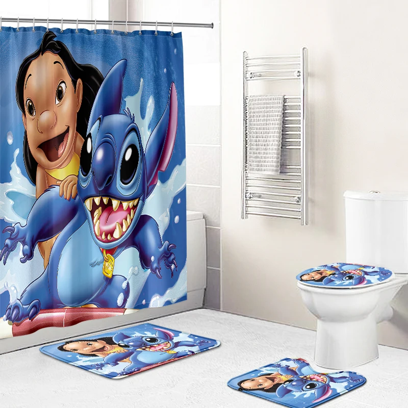 

Classic Kids Cartoon Luxury Brand Logo Cheap Waterproof Designer Bathroom Shower Curtains set 4PCS for Children's Day, Custom colors