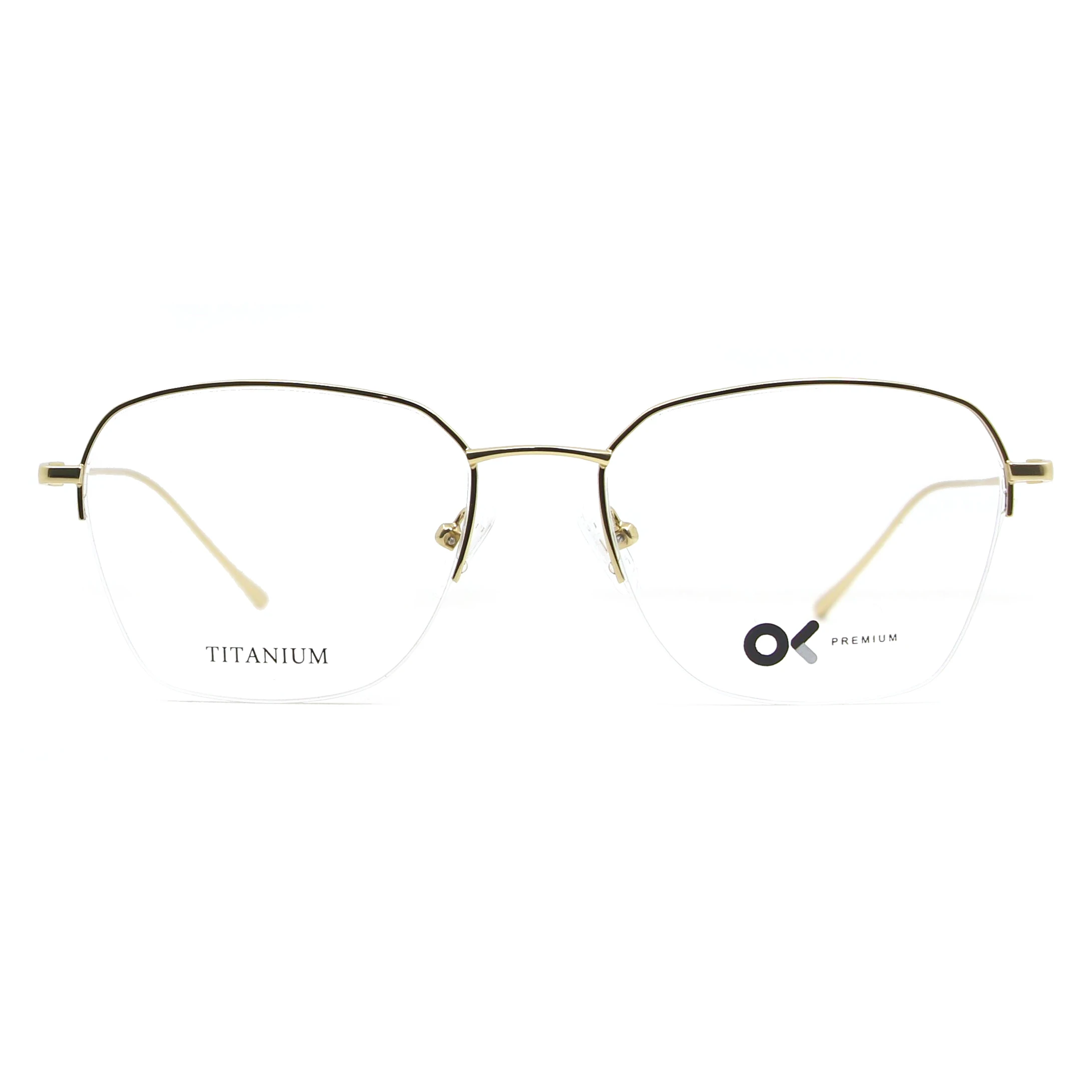 

IP99104 Ready stock Semi-rimless titanium frame optical glasses occhiali, C1 gold, c2 silver, c3 tarnish, c4 black