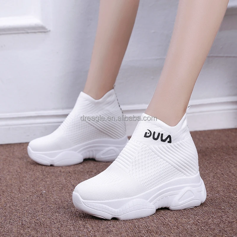 

Black and white hidden wedge heel slippers casual shoes wedge high platform shoes Woman Women's high heel shoes sneakers, As picture shows