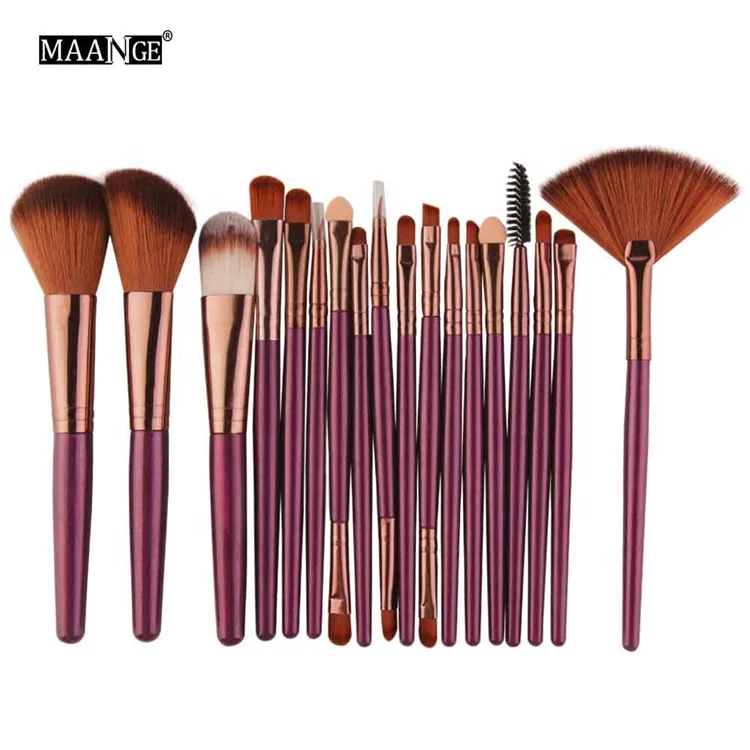 

MOQ 50Sets Custom Self Own LOGO 18Pcs Makeup Brushes Powder Foundation Blush Eye Shadow Blend Cosmetic Make Up Brush Tool Kit, As picture