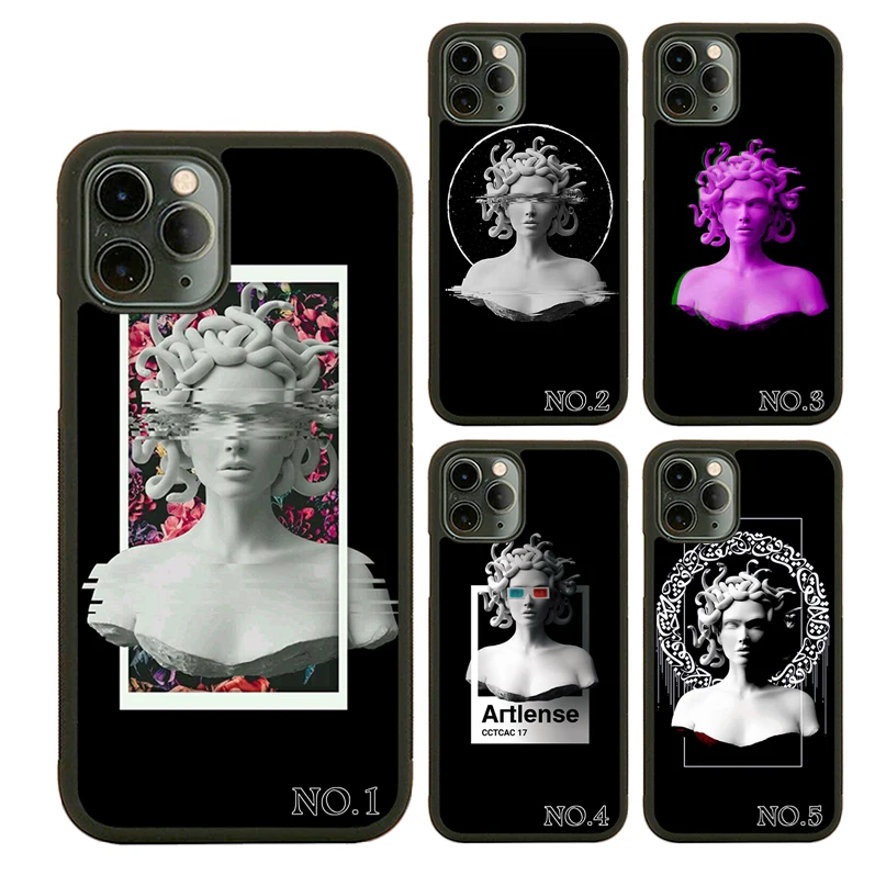 

Hot Selling INS Style Vaporwave Medusa Silicon TPU Mobile Phone Case For iPhone 11 13Pro 12 Mini 11Pro Max Cover, Black