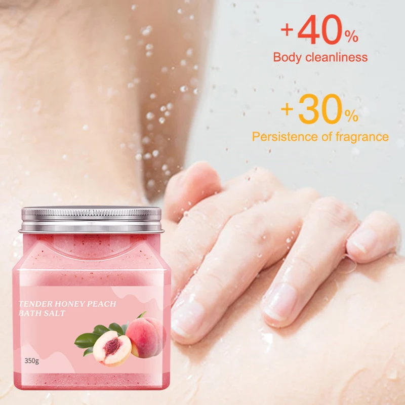 

Private label high quality whitening moisturizing exfoliating remove dead skin organic natural peach body scrub, Pink
