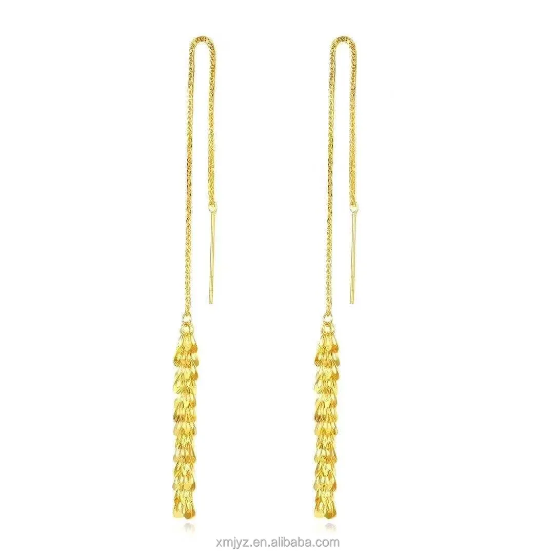 

Certified 18K Gold Phoenix Tail Earrings Au750 Color Gold Rose Feminine Tassel Earrings Gift
