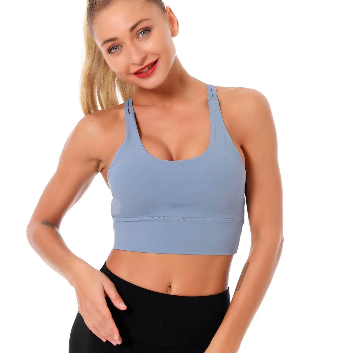 

Weixin Dropshipping Blue Tank Crop Top Loose Yoga Tops Yoga Bra