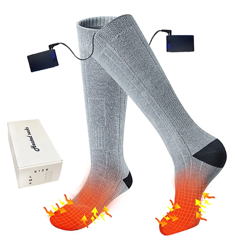 

Amazon Hot-sale Custom brand Winter rechargeable smart battery customize heated thermal socks for Winter Warm Christmas Gift