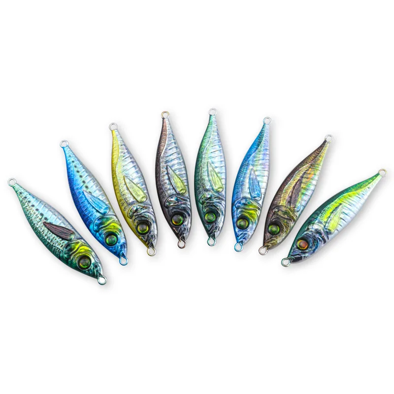 

New Arrival 82mm 60g saltwater 3D metal jigging lure with good price, 8 colors