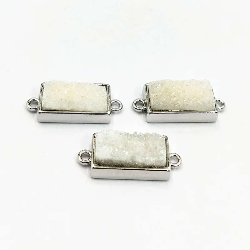 

Natural rectangle stones agate druzy pendants white silver 925 fashion in Australia European market best quality jewelry, Multi natural pendant