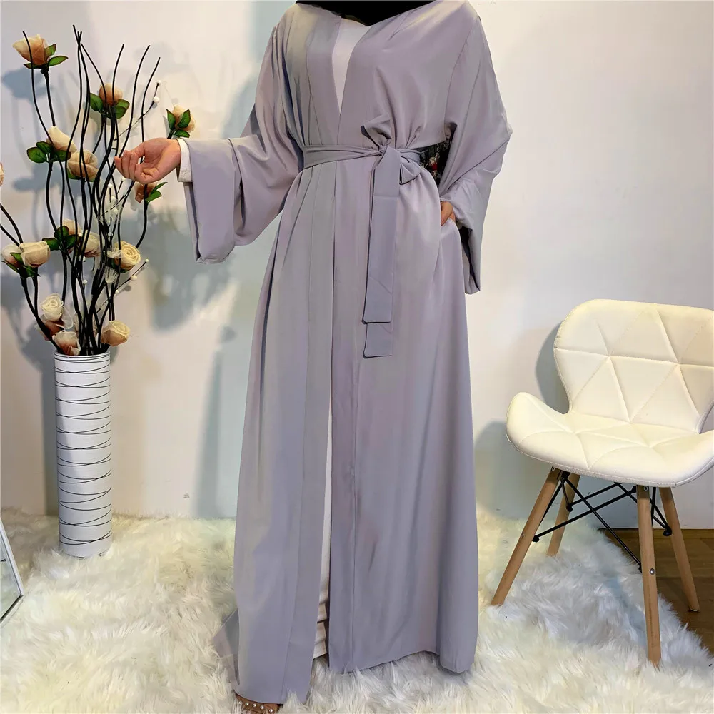 

Simple Straight Cut Abaya Stylish Casual Outfit Beige Inner Slip Long Sleeve Cardigan Dresses Under Kimonos Abayas Islamique