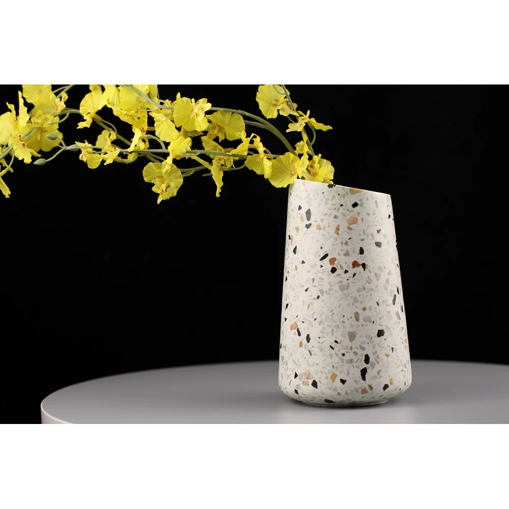 

Terrazzo ceramic vase,Terrazzo vase decoration, Grey,white,yellow