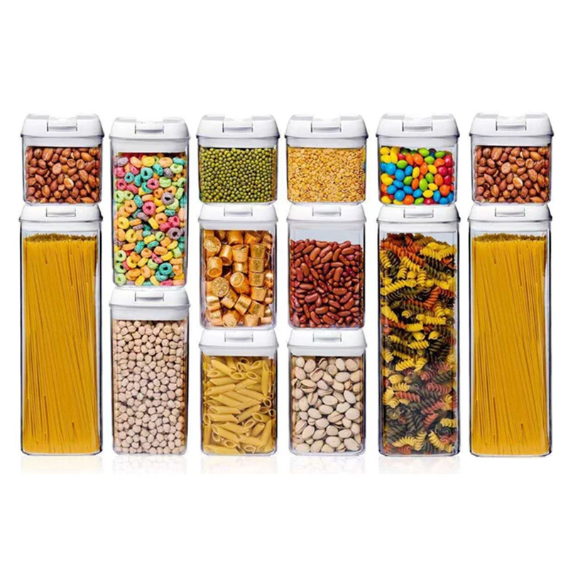 

14PK stackable food airtight storage Cereal Containers box with Lock Lids for Kitchen, Clear