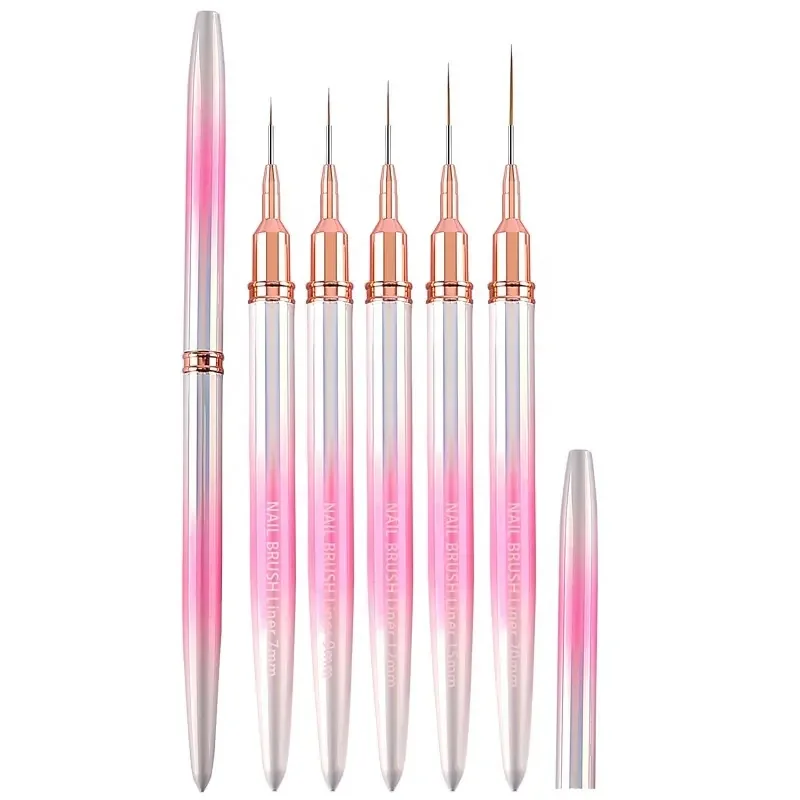 

Metal Synthetic Nylon Hair Long Extra Thin Professional Nail Art Liner Brush Pink Nail liner Art Painting Nail Brush