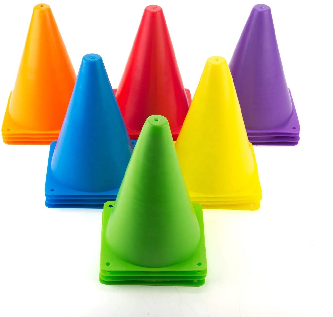 

LXY-001 Wholesale 7Inch Plastic Soccer Agility Marker Cones for Sport Training, Yellow, red, blue, fluorescent green, white, green, orange