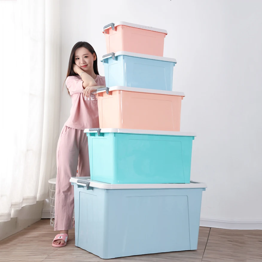 

Japanese Style Clothes Baby Stackable Toy Plastic Storage Box with Wheels, Pink,green,blue