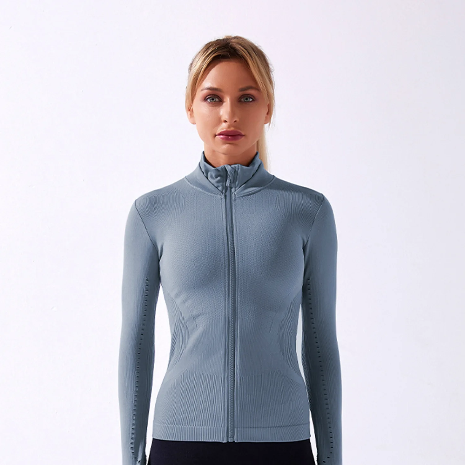 

2021 Spring Women's Running Jacket Fitness Yoga Training Zipper Coat Sports Long Sleeve Jogging Sweatshirt Gym Sportswear Female