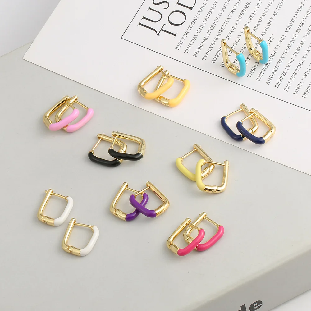 

Shangjie OEM Anillo Copper square drop oil vintage earrings earings for women 2021 hoop earring, Color