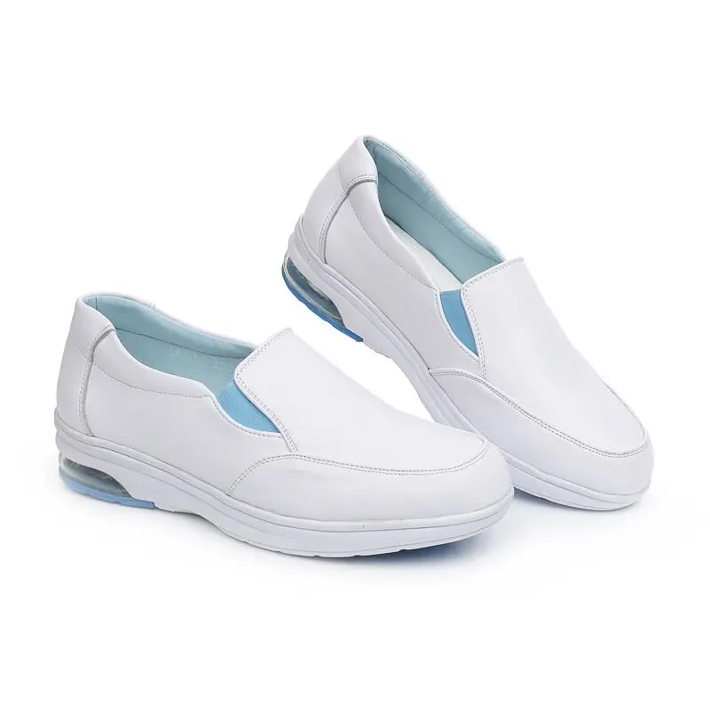 

Wholesale Non-Slip Women Comfortable Air Cushion Mom Wedge Heels Leather Hospital White Nurse Shoes