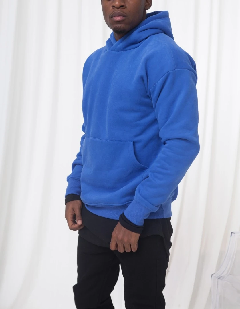 

custom logo cotton oversize mens blank plain heavy cotton blue hoodie bulk fashion best selling hoodies with no strings