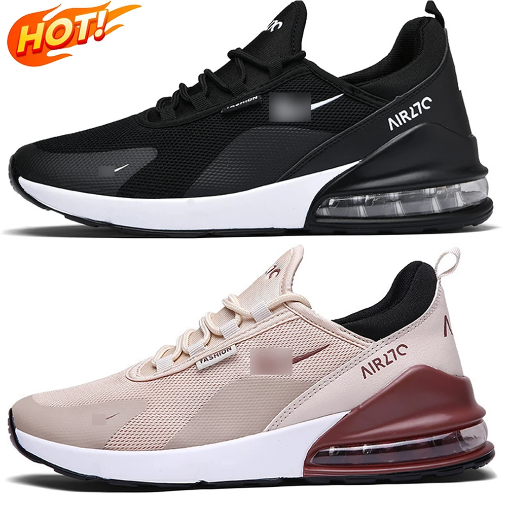 

2021 Wholesale Custom brand black and white men sneaker women running air cushion for men sport running shoes with knit upper, As picture shown