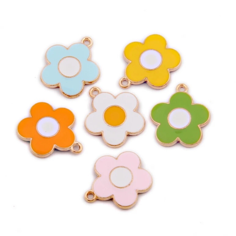 

Colorful Flowers Enamel Charms Gold Tone Little Flower Alloy Pendants Fit Making Earring Hair Jewelry DIY Accessory, Shown