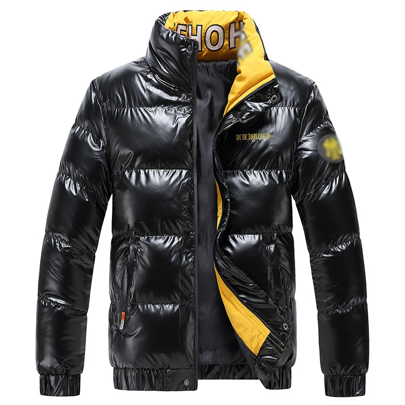 

Customized logo cotton-padded jacket waterproof reflective winter black oversized mens bubble puffer jacket men with hood