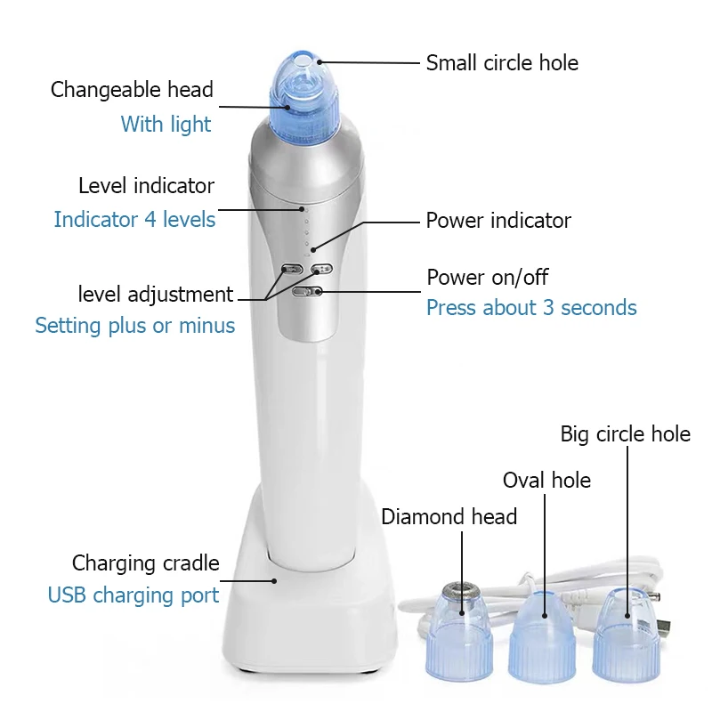 

Newest For Cleaning The Face Chinese Remover Vaccum Free Shipping Pore Cleaner Blackhead Removable Vacuum SC299