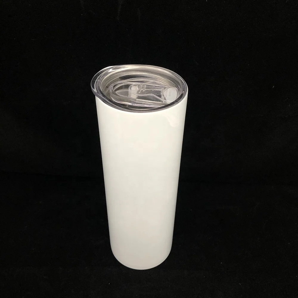 

RTS 20 oz White Color Custom Logo Heat Transfer Sublimation Blank Straight Straw Stainless Steel Skinny Tumbler