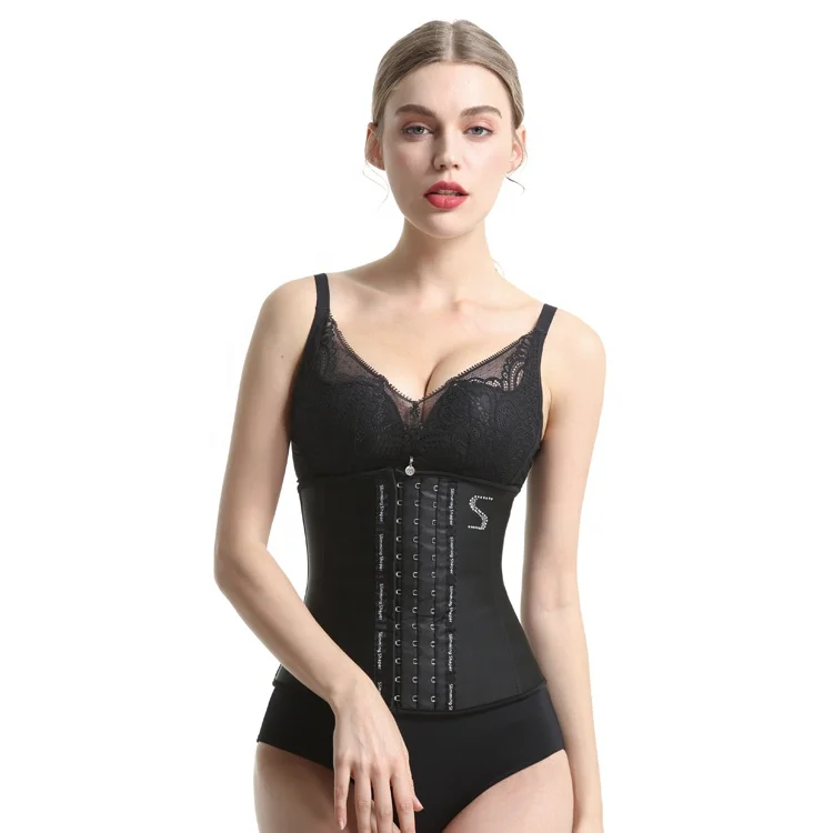 

S-shaped belly belt shaping body-building Waist Sports Fitness latex Tunic, Black