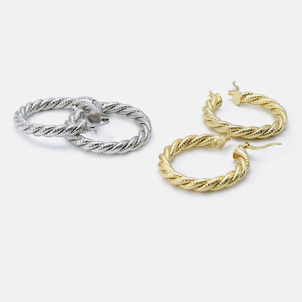 

IVIAPRO New Trends Fashion Jewelry Earrings Gifts Hypoallergenic Lightweight 14K Gold Plated Chunky Twist Women Hoop Earrings