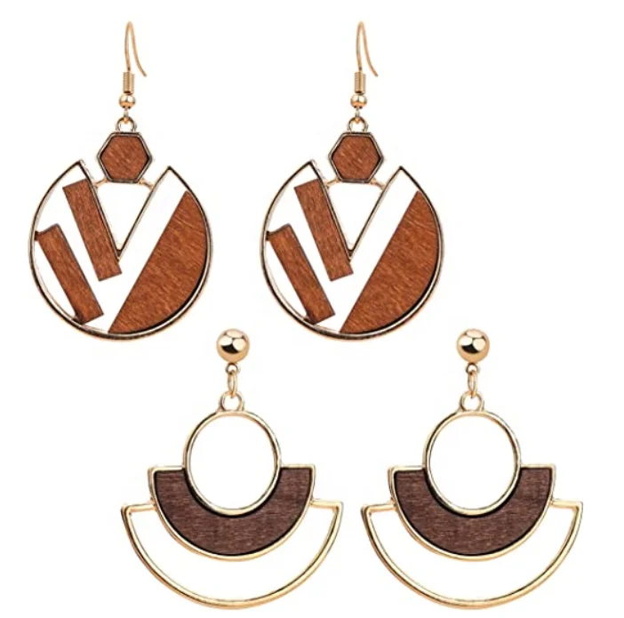 

UNIQ Wooden Earrings for Women Fashion Wood Dangle Cutout Boho Girls Drop Statement Earring Jewelry Aretes de Moda