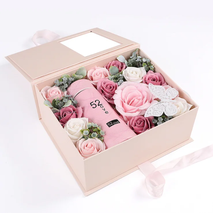 2020 New Years Creative Soap Flower Gift Box With Water Cup - Buy ...