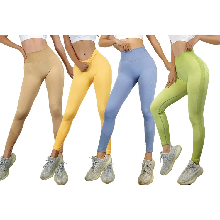 

New Arrival Fashion Solid Color Elastic Sports Long Pants High Waist Butt Lifting Seamless Womens Workout Leggings