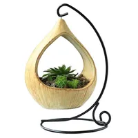 

European iron frame hanging basket micro landscape geometry fleshy flower pot home decoration