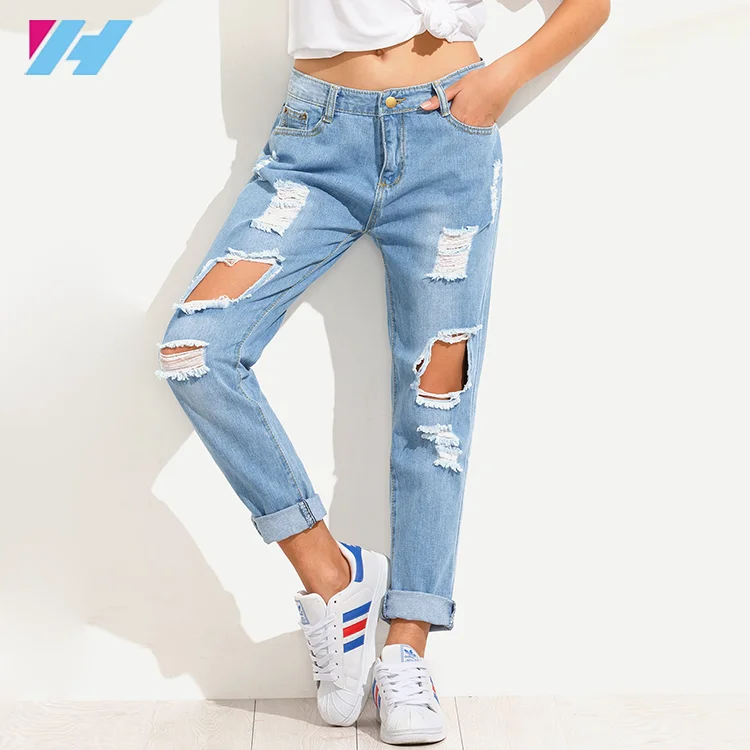 blue ripped jeans womens