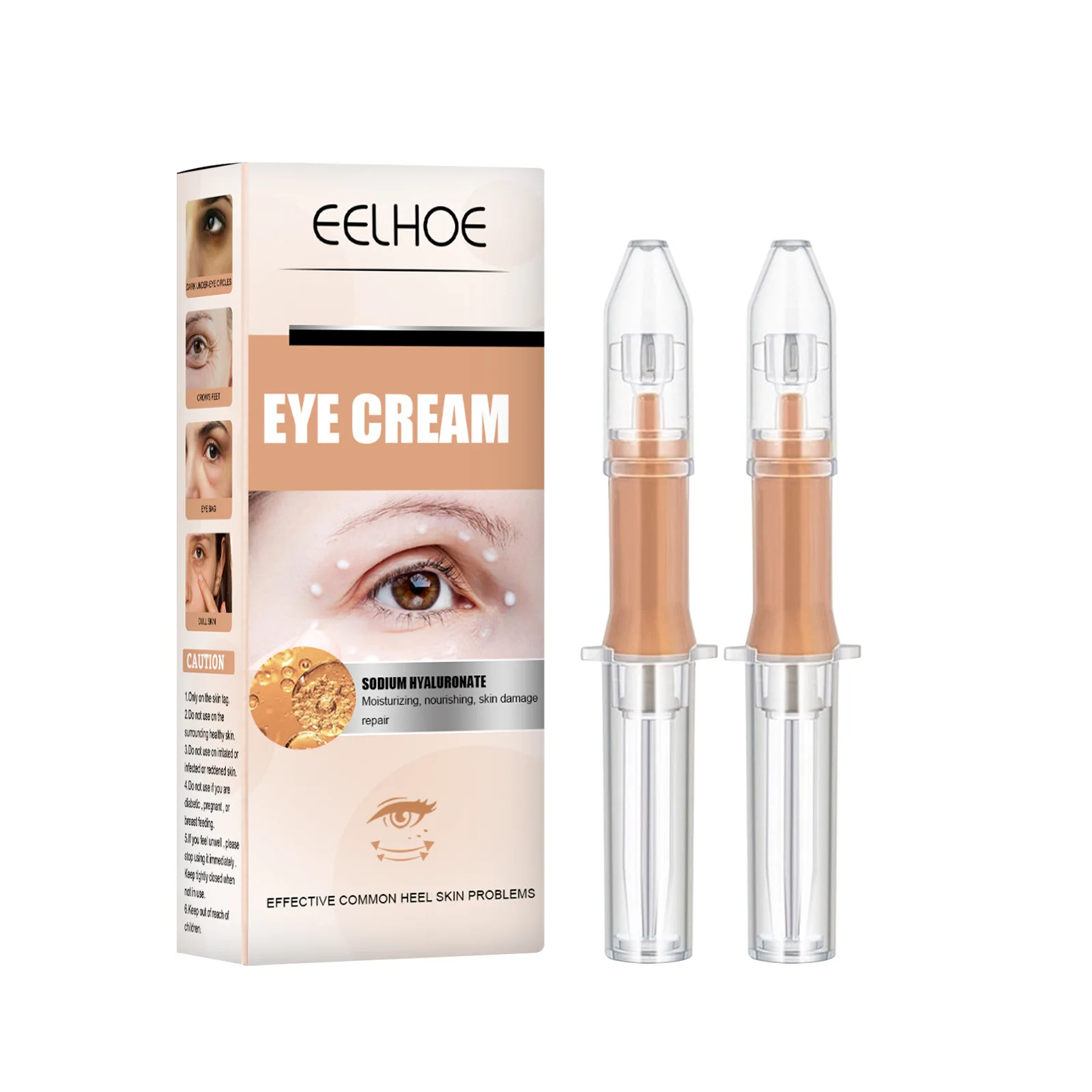 

eelhoe Puffy Eye Cream Peptide Eye Bags Anti Wrinkle Hydration Cream Gel with Roller Massager Panda Eye Patches Skin Care 2pcs