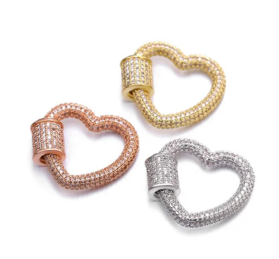 

925 sterling silver wholesale jewelry accessories heart bracelet making clasp for necklace carabiner clasps