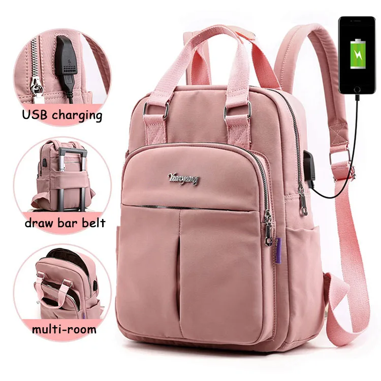 

escolar mochila Pink USB Charging Bagpack Women Travel Backpack School bags Bag For boys Teenage Girls Laptop Backpacks