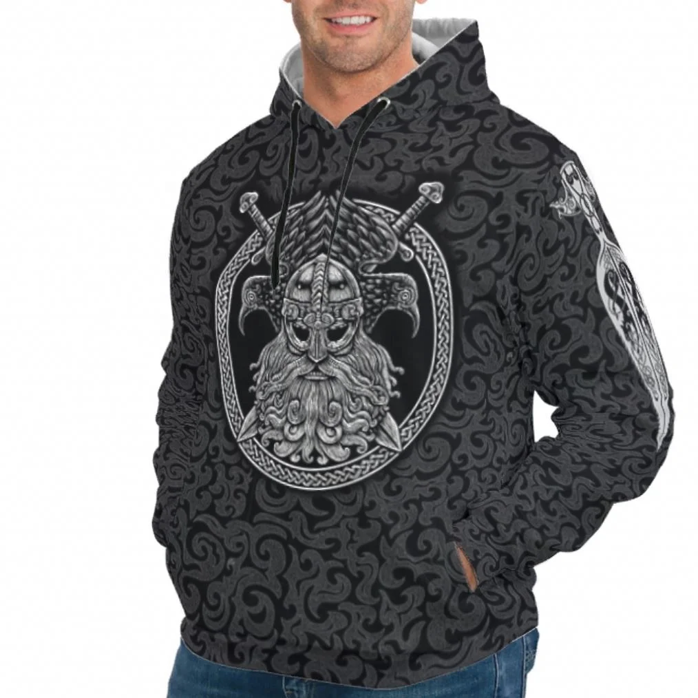 

Wholesale Cheap Custom Embroidered 100% Cotton Viking Men's Hoodies Print Logo For Men Knit Hoodie