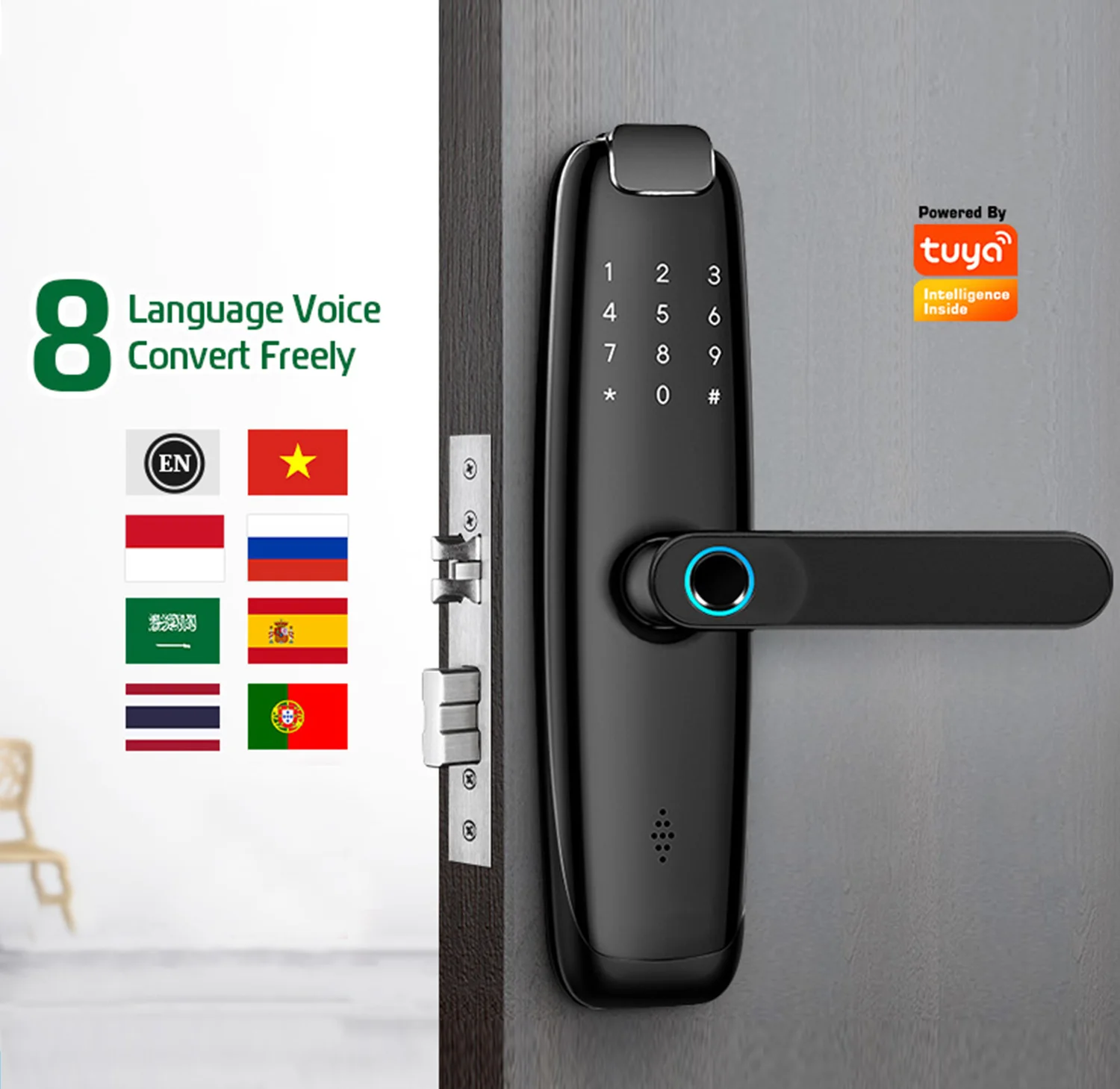 

Tediton Security Biometric Fingerprint Tuya Smart Door Lock for Office Home