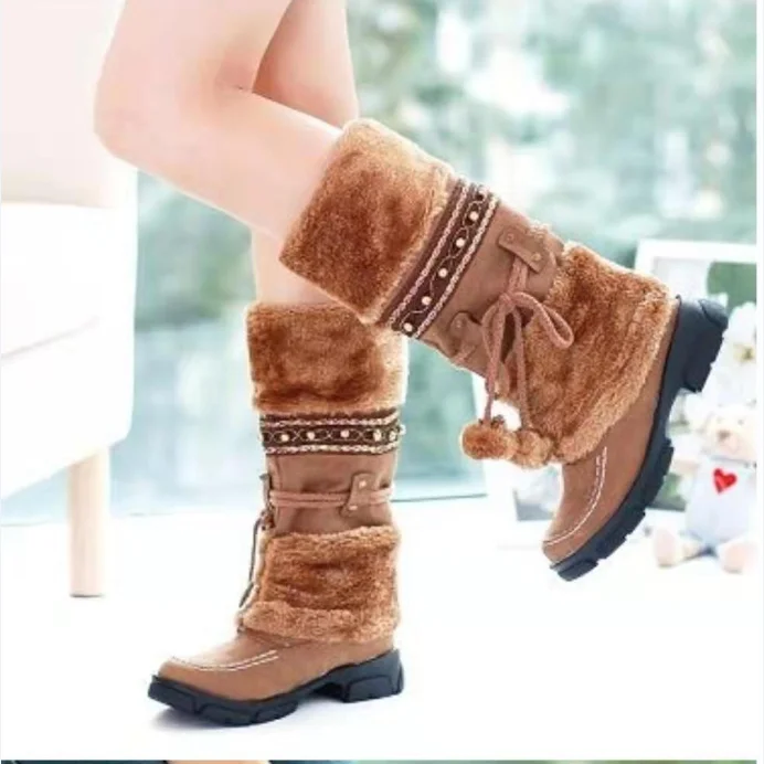 

10% Off New Arrival Winter Warm Thickened Fur Over Knee High Heel Boots Women Shoes Sexy Long Woman Footwear size 35-40