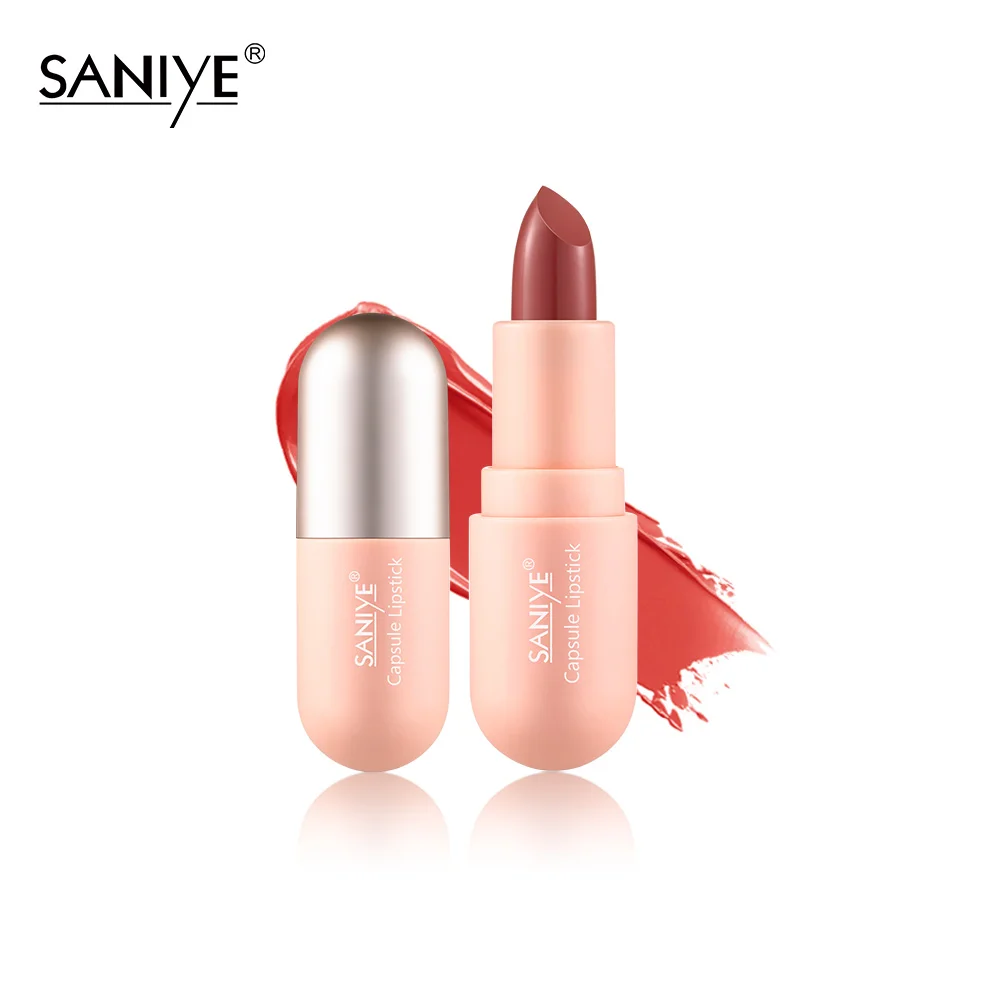 

Saniye 2021 new arrival matt capsule velvet lipstick private label custom logo wholesale matte painless mini capsule lipstick