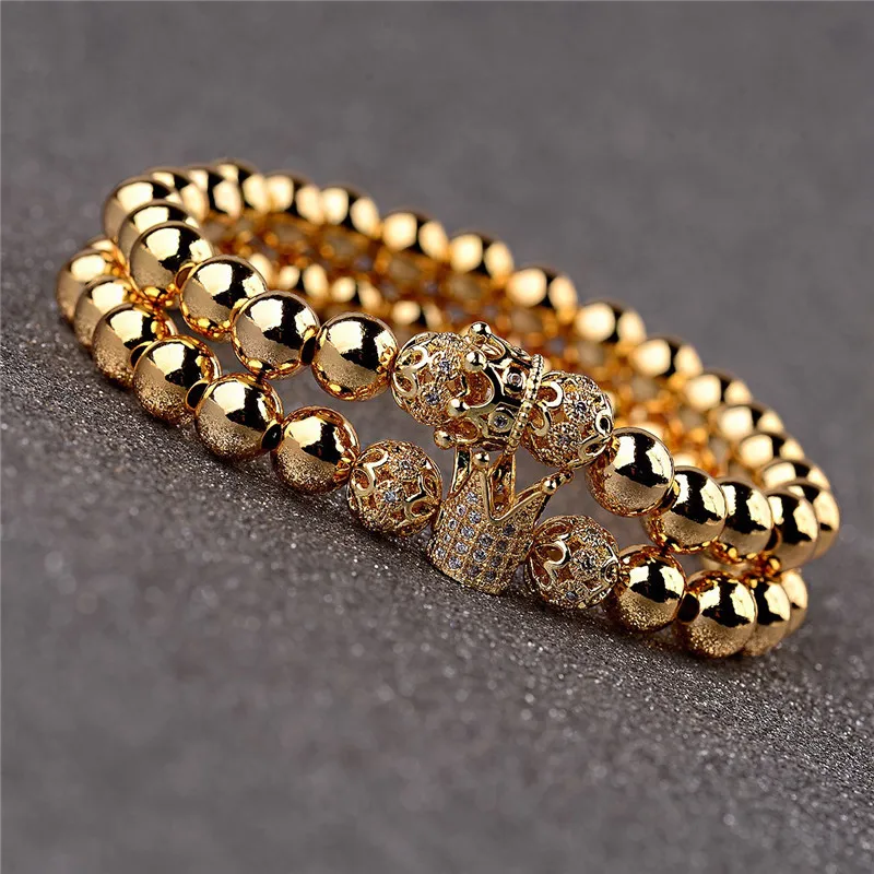 

Spiritual Luxury Zircon Bead Jewelry Crown Bracelet Gold Plated Copper Bead Micro Pave CZ Lantern Bead Crown Charm Bracelet, Glod,silver,rose gold,black