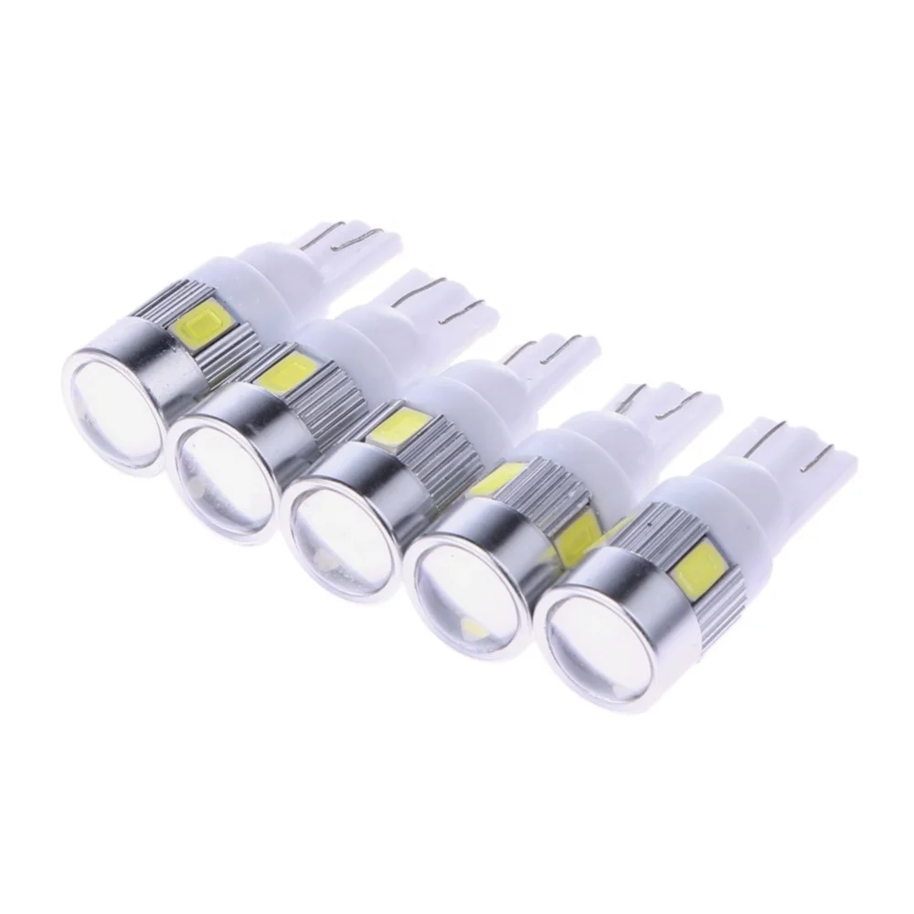 Super Bright Auto Bulb LED Lighting W5W T10 5630 6SMD With Lens Car Lamp led work light brightest t10 led