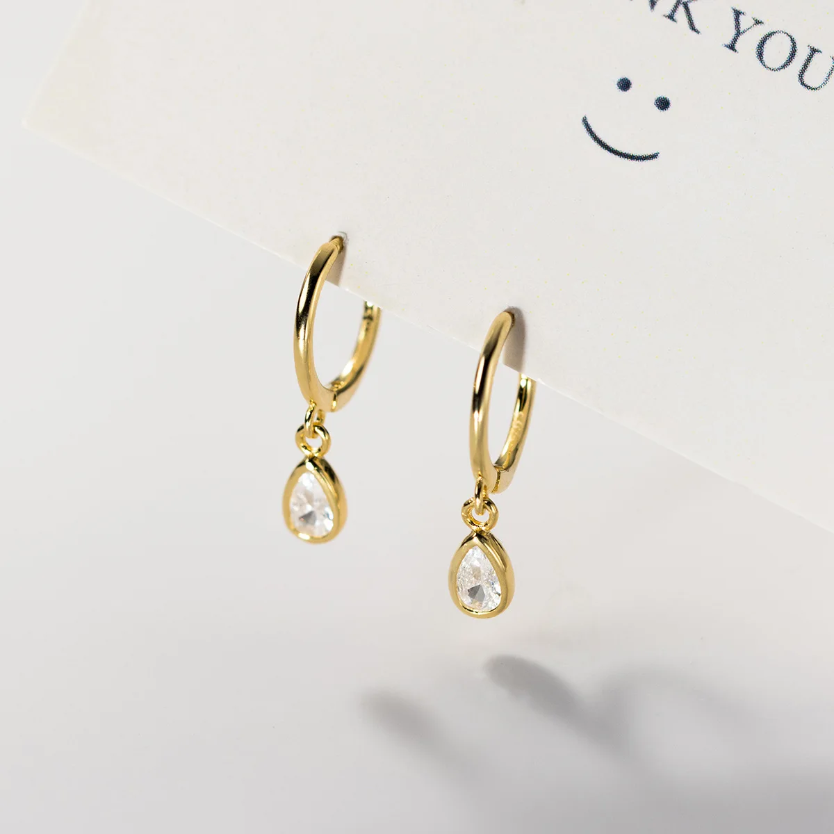 INS fashion jewelry 925 sterling silver minimalist earring water drop diamond earrings gold plated hoop earrings women