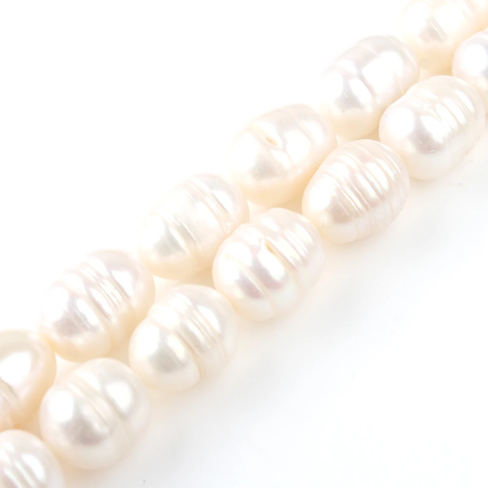 

11-12mm Natural White Freshwater Pearl Beads Oval Shape Pearls Spacer Beads For Jewelry Making DIY