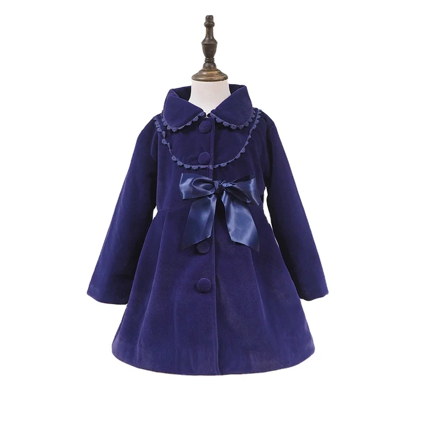 

2020 hot selling Winter children extra heavy British bow tie woollen overcoat girls coats for wholesale, As pic shows, we can according to your request also